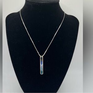 Brighton Multi Sapphire Blue Hues Reversible Pendant Necklace EUC Stunning RARE